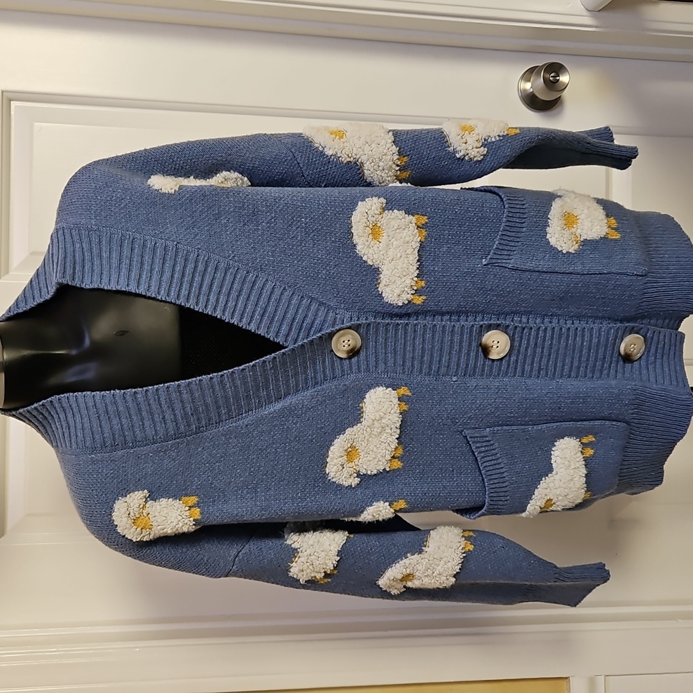 Sheep print animal knit cardigan sweater